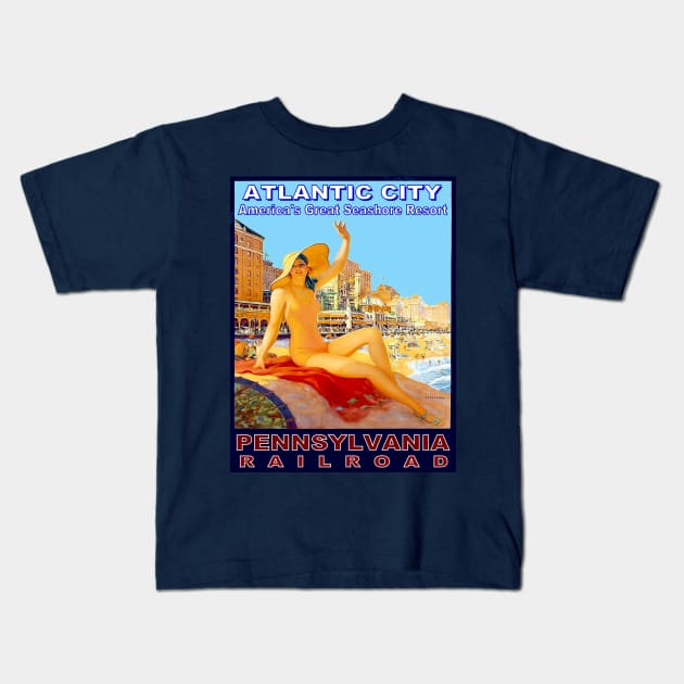 Atlantic City New Jersey Vintage Advertising Travel and Tourism Poster Print Kids T-Shirt by posterbobs